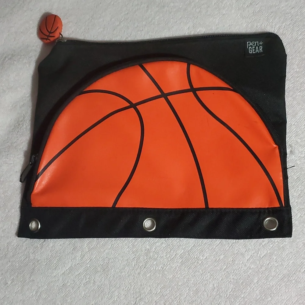 PEN+GEAR Black/Orange Basketball-Themed 3-Ring Binder Accessory-Pencils-EUC-OS